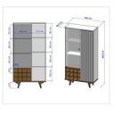 Ver imagem 4 de Cristaleira Elba Ripado Real Portas de Vidro Pés de Madeira Maciça 12 Nichos Garrafeiros