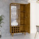 Ver mais imagens de Cristaleira Elba Ripado Real Portas de Vidro Pés de Madeira Maciça 12 Nichos Garrafeiros