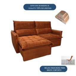 Sofá Retrátil Reclinável Leticia Varias Cores e Tamanhos Cor:terracota;tamanho:2,05m - 4
