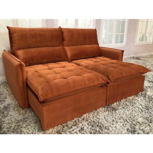 Sofá Retrátil Reclinável Leticia Varias Cores e Tamanhos Cor:terracota;tamanho:2,05m