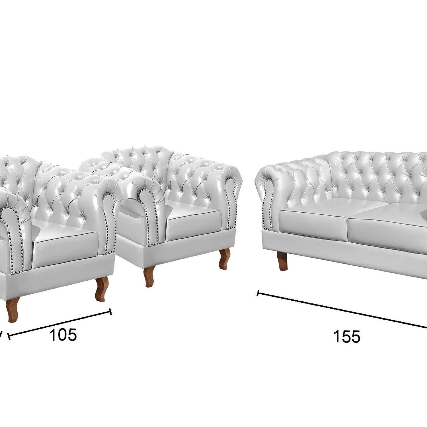 Conjunto Sofá Chesterfield 2 Lugares 2 Poltronas Dom Pedro - 2