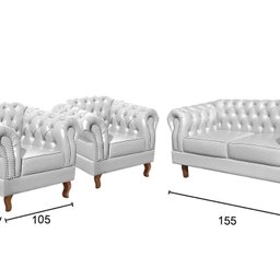 Conjunto Sofá Chesterfield 2 Lugares 2 Poltronas Dom Pedro - 2