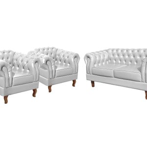 Conjunto Sofá Chesterfield 2 Lugares 2 Poltronas Dom Pedro