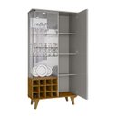 Ver mais imagens de Cristaleira Elba Ripado Real Portas de Vidro Pés de Madeira Maciça 12 Nichos Garrafeiros