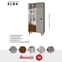 Ver imagem 5 de Cristaleira Elba Ripado Real Portas de Vidro Pés de Madeira Maciça 12 Nichos Garrafeiros Branco/Off-White/Marromle