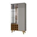 Ver imagem 3 de Cristaleira Elba Ripado Real Portas de Vidro Pés de Madeira Maciça 12 Nichos Garrafeiros