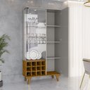 Ver imagem 7 de Cristaleira Elba Ripado Real Portas de Vidro Pés de Madeira Maciça 12 Nichos Garrafeiros