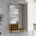 Ver imagem 7 de Cristaleira Elba Ripado Real Portas de Vidro Pés de Madeira Maciça 12 Nichos Garrafeiros Branco/Off-White/Marromle