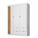 Ver imagem 4 de Guarda Roupa Roupeiro Ayla 100% MDF 3 Pts 4 Gav Detalhes Ripados Quarto de Bebê Branco Phoenix