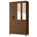 Ver imagem 2 de Guarda Roupa Solteiro Sobral com Espelho e Armário Multiuso New Íris Castanho Wood - Moval