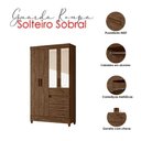Ver imagem 3 de Guarda Roupa Solteiro Sobral com Espelho e Armário Multiuso New Íris Castanho Wood - Moval