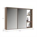 Ver imagem 4 de Espelheira para Banheiro CR10180 2 Portas 8 Prateleiras MDF 100cm Café Multimóveis