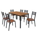 Ver imagem 3 de Conjunto Jade Flex 1,36m Tampo Laminado com 6 Cadeiras Marrom/Preto Fosco/Caramelo/Amendoa