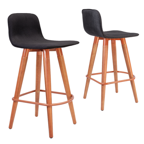 2 Meia Banquetas Línea Bancadas Ilha Gourmet Cobre C/ Preto