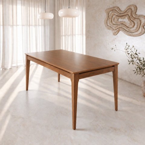 Mesa de Jantar Addar 135cm para 4 Lugares – Base em Madeira Maciça e Tampo MDF Canella