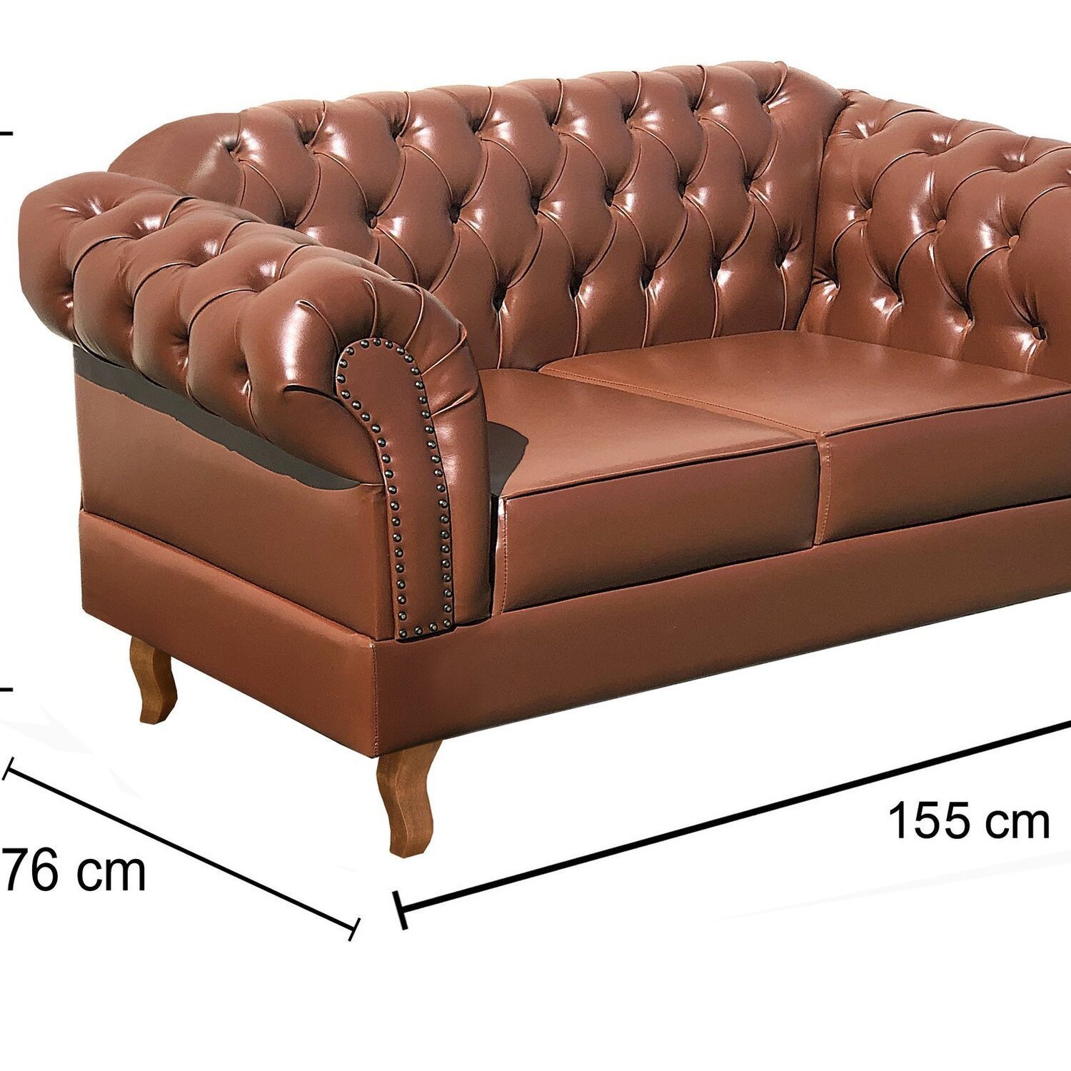 Conjunto Sofá Chesterfield 2 Lugares 2 Poltronas Dom Pedro - 3