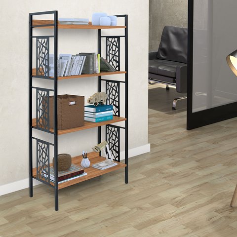 Estante Média 76CMX150CM 4 Prateleiras Beta Preto/Fosco/Amendoa
