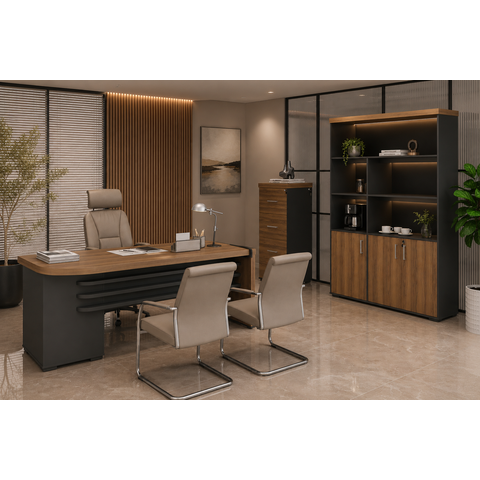 Conjunto Escritório Artany: Mesa, Estante e Arquivo