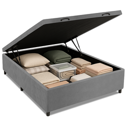 Cama Box com Baú Casal com 38cm de Altura com Pé Prince - 1 Cama Box com Baú Casal com 38cm de Altura com Pé Prince - 1