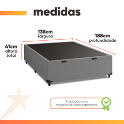 Cama Box com Baú Casal com 38cm de Altura com Pé Prince - 2 Cama Box com Baú Casal com 38cm de Altura com Pé Prince - 2