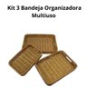 Kit 3 Bandejas Organizadora Multiuso Retangular Cesto para Servir Café Frios Petisco Marfim - 2