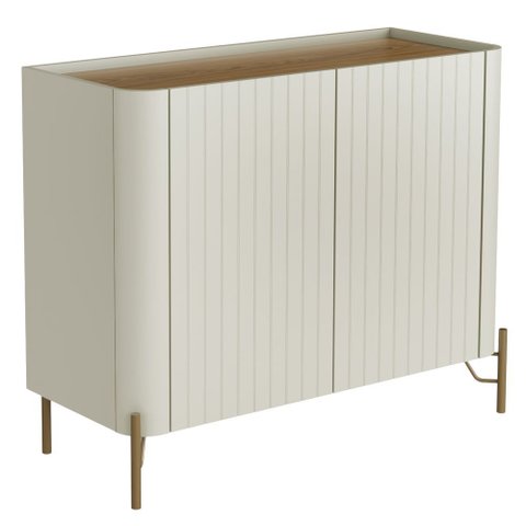 Aparador Buffet Sala de Jantar 2 Portas Brise Pés Industrial Dourado Naim I03 Luna Louro - Lyam