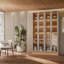 Ver mais imagens de Cristaleira Allure Linea 4 Portas com Rodapé e Led 100% Mdf Jequitiba/gris Fosco