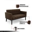 Ver imagem 3 de Poltrona Namoradeira Decorativa Karen Pés Fixo em Madeira Preto Suede Marrom 19 - Gran Belo