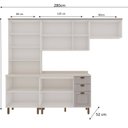 Ver imagem 3 de Cozinha Modulada com Cristaleira com Tampo Impermeável 100% MDF Iluminata Cinza/Branco/Fendi