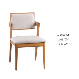 Conjunto de Sala 6 Cadeiras Gavea com Mesa Luz 1,80m - Madeira Maciça Encosto Revestido - Távoli - 7