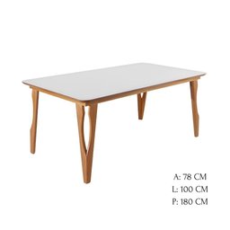 Conjunto de Sala 6 Cadeiras Gavea com Mesa Luz 1,80m - Madeira Maciça Encosto Revestido - Távoli - 6