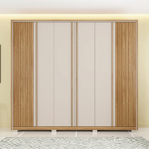 Guarda-roupa Casal Suburban Ripado 6 Portas 6 Gavetas e Pés Espresso Móveis
