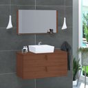 Ver imagem 1 de Conjunto Gabinete de Banheiro Berlim 60 cm Marrom/Natura