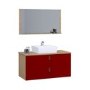 Ver imagem 2 de Conjunto Gabinete de Banheiro Berlim 60 cm Vermelho/Freijo Vinho