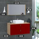 Ver imagem 3 de Conjunto Gabinete de Banheiro Berlim 60 cm Vermelho/Freijo Vinho