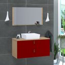 Ver imagem 1 de Conjunto Gabinete de Banheiro Berlim 60 cm Vermelho/Freijo Vinho