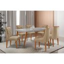 Ver imagem 1 de Conjunto: Mesa Sala Jantar Havana Curvo 180cm + 6 Cadeiras Pietá Naturale/off White - Linho Bege -