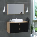 Ver imagem 1 de Conjunto Gabinete de Banheiro Berlim 60 cm Preto/Freijo