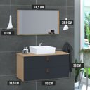 Ver imagem 3 de Conjunto Gabinete de Banheiro Berlim 80 cm Cinza/Freijo Titanium
