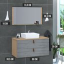 Ver imagem 3 de Conjunto Gabinete de Banheiro Berlim 80 cm Cinza/Freijo Rovere