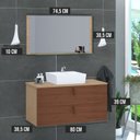 Ver imagem 3 de Conjunto Gabinete de Banheiro Berlim 80 cm Marrom/Freijo Natura
