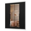Ver imagem 2 de Guarda-Roupa Solteiro 4 Portas Batentes com Espelho Branco/Preto/Preto Netuno Madesa
