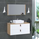 Ver imagem 1 de Conjunto Gabinete de Banheiro Berlim 80 cm Branco/Freijo
