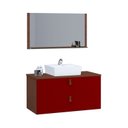 Ver imagem 2 de Conjunto Gabinete de Banheiro Berlim 80 cm Vermelho/Natura Vinho
