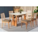 Ver imagem 1 de Sala Jantar Mesa Mila Premium Madeira Maciça C/ Tampo Madeirado C/ Vidro 160x90cm e 6 Cadeiras Lara