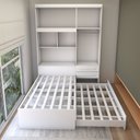 Ver imagem 5 de Guarda-roupa Solteiro com Cama Milênio 4 Portas 2 Gavetas 100% Mdf Flex Branco - Panorama Móveis