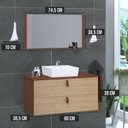 Ver imagem 3 de Conjunto Gabinete de Banheiro Berlim 80 cm Bege/Natura Freijo