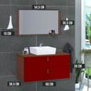 Ver imagem 3 de Conjunto Gabinete de Banheiro Berlim 60 cm Vermelho/Natura Vinho