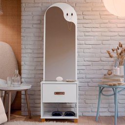 Toucador Penteadeira com Espelho 1 Gaveta Organic Branco - Ej Móveis - 3 Toucador Penteadeira com Espelho 1 Gaveta Organic Branco - Ej Móveis - 3