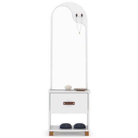 Toucador Penteadeira com Espelho 1 Gaveta Organic Branco - Ej Móveis